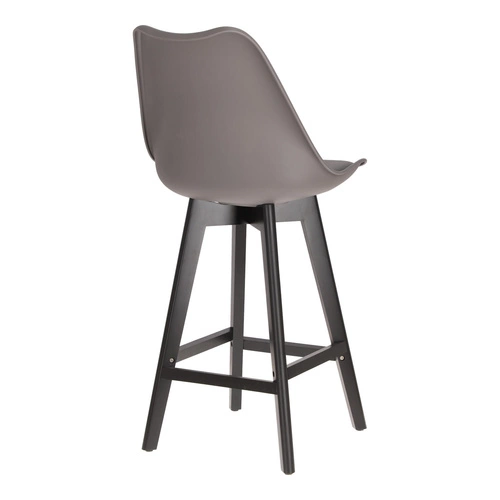 Hoker z oparciem Norden Intesi szary 65 cm nowoczesny do kuchni i wyspy na czarnych nogach
