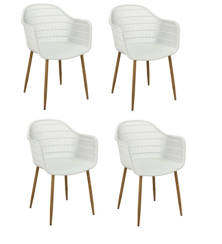 Zestaw 4 krzeseł Becker białe/naturalne