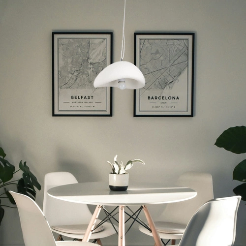 Nowoczesna lampa wisząca STONE biała 30 cm do salonu i jadalni z regulacją