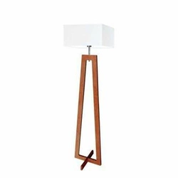Lampa podłogowa JAWA nowoczesna drewniana z abażurem jasny szary do salonu Lysne 138 cm