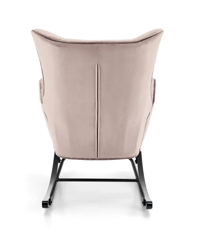 Fotel bujany Topar welurowy beżowy do salonu nowoczesny skandynawski z metalowymi biegunami