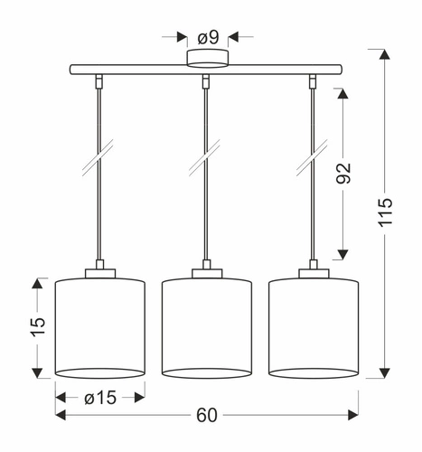 Lampa wisząca Patti czarny 3x60 E27 abażur walec 15x15 plecionka zielona