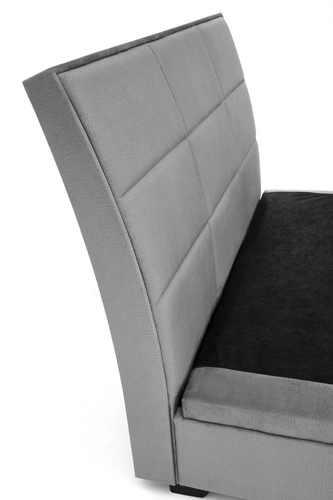 Łóżko kontynentalne Intesi 160x200 welurowe z pojemnikiem szare do sypialni