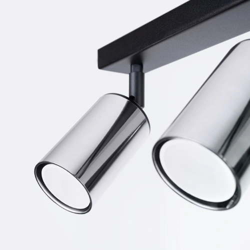 Plafon sufitowy WINX 3 czarny chrom nowoczesny stalowy do salonu i sypialni SOLLUX