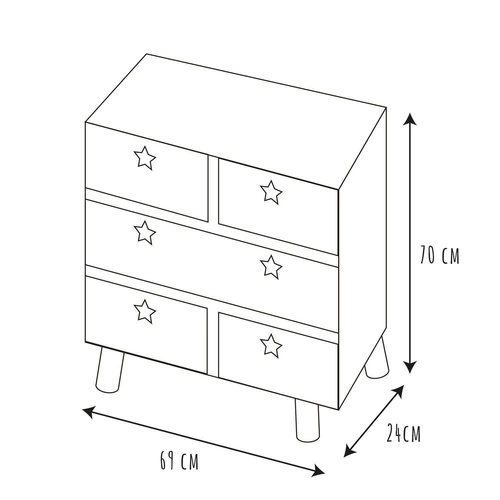 Komoda z szufladami Etoile biała skandynawska na nóżkach 69 cm do sypialni i salonu Intesi
