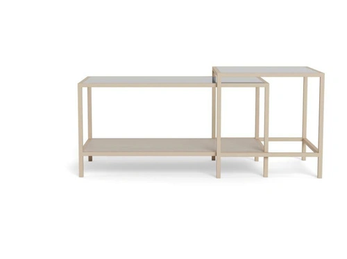 Seaford zestaw 2 stolików kawowych kwadratowych loft beżowy do salonu