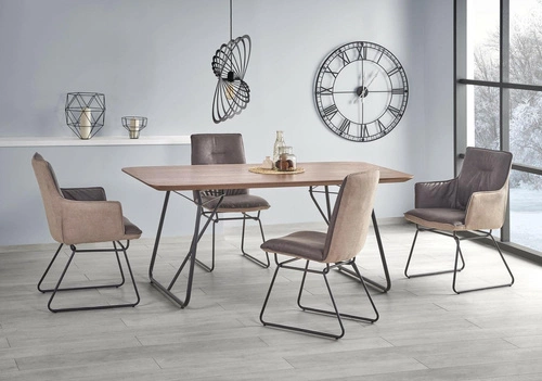 Stół loftowy do jadalni Linked 180 cm czarny z blatem dąb naturalny Intesi nierozkładany