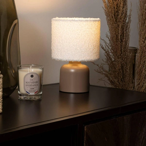 Lampka nocna Bona boho brązowa z abażurem do sypialni 22 cm