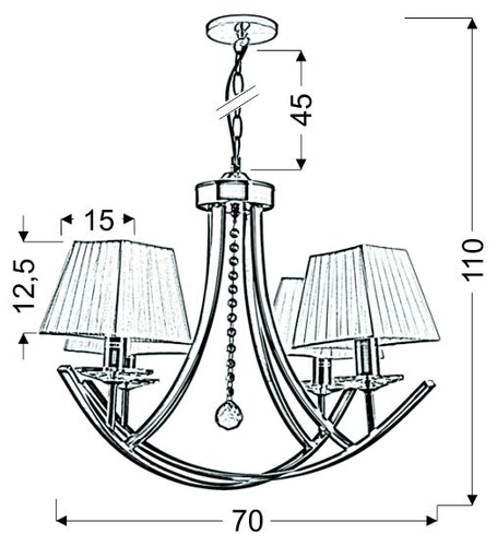 Lampa wisząca Valencia 4x40W E14 patyna  70x110