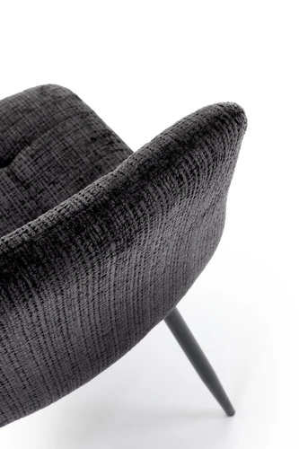 Krzesło tapicerowane Pilew czarne do jadalni i salonu nowoczesne pikowane na metalowych nogach