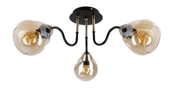 Lampa sufitowa Unica czarny+złoty 3x40W  E27 klosz dymiony