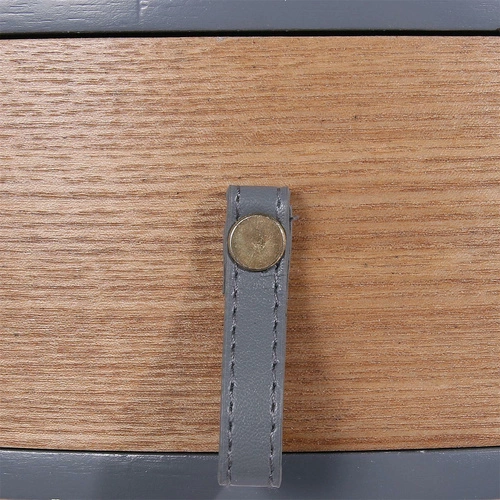 Szafka nocna Nora 34,5 cm szara z naturalnym frontem i jedną szufladą - Intesi, styl skandynawski, połysk