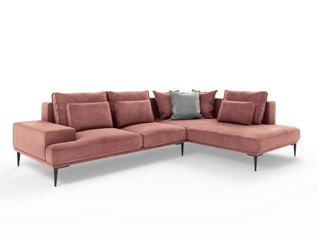 Narożnik z funkcją spania Liege Pink, Light Grey,  Velvet, Velvet,  prawostronny