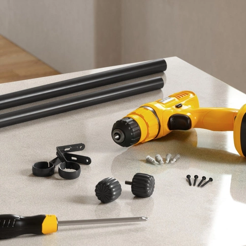 Karnisz pojedynczy Cleo czarny teleskopowy 168-305 cm do salonu Umbra nowoczesny