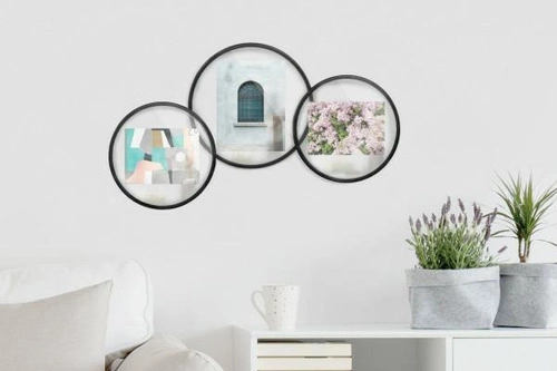 Ramka na zdjęcia 13x18 Infinity Umbra okrągła czarna szklana stojąca nowoczesna