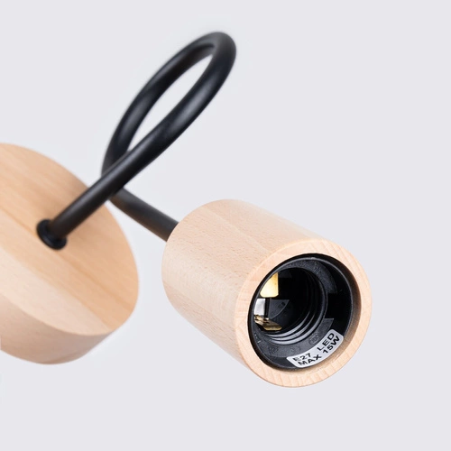 Kinkiet ścienny EMBER czarny drewniany nowoczesny do salonu i sypialni SOLLUX LIGHTING