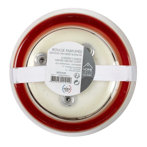 Świeca zapachowa orchidea w szklanym beżowym wazonie dekoracyjna Intesi 23 cm