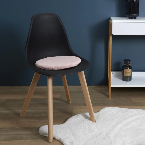 Zestaw 6 okrągłych poduszek na krzesła Furry różowych do jadalni nowoczesny Intesi