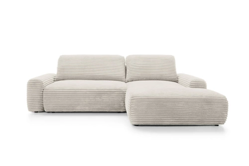 Narożnik z funkcją spania Domle prawy beżowy sztruksowy pojemnik nowoczesny do salonu