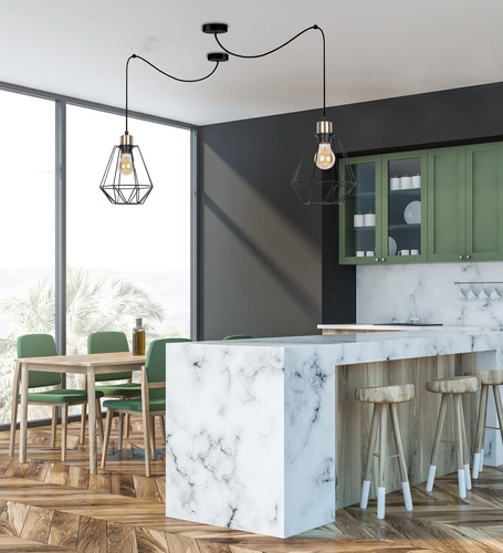 Lampa wisząca Primo p czarny+patyna  1x60W E27 klosz czarny