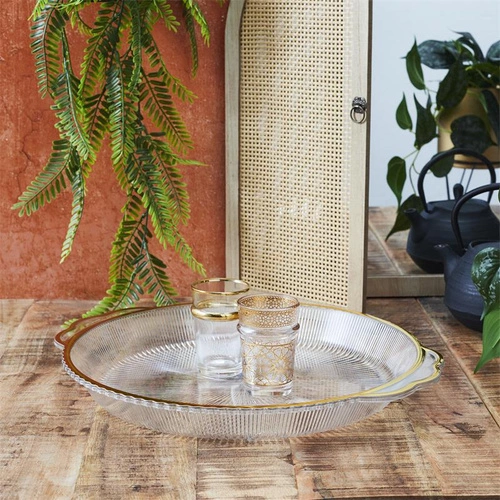 Taca Mirage 38,5cm owalna złoty brzeg     plastikowa