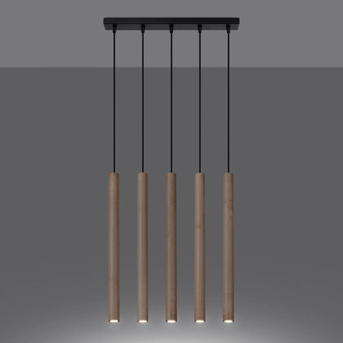 Lampa wisząca Pastelo 5L nowoczesna drewniana do salonu i jadalni naturalny kolor