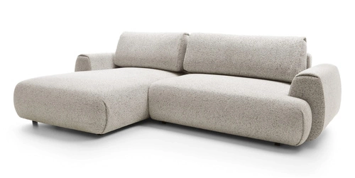 Narożnik z funkcją spania Ljung lewy nowoczesny beżowo-szary z pojemnikiem do salonu