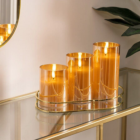 Zestaw 3 świec LED Sena bursztynowe