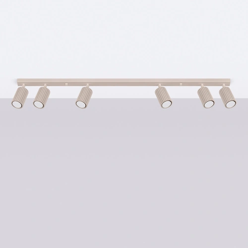 Plafon sufitowy KARBON 6L nowoczesny beżowy aluminiowy do salonu i kuchni regulowany