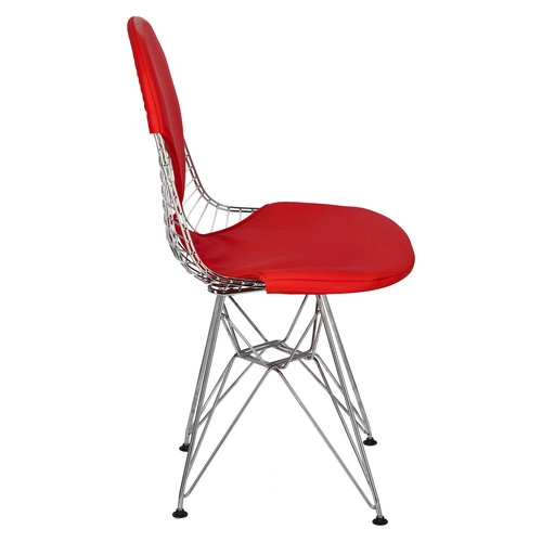 Krzesło metalowe Net Double czerwone do jadalni nowoczesne druciane D2.DESIGN chromowane