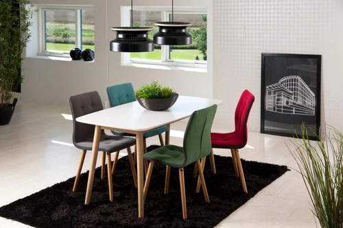 Stół do jadalni Nagano M White skandynawski biały blat drewniany nowoczesny 150x80 cm