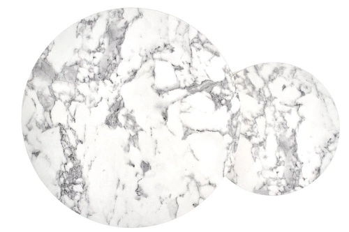 Zestaw 2 okrągłych stolików kawowych Tunise biały marmur złoty nowoczesny glamour do salonu