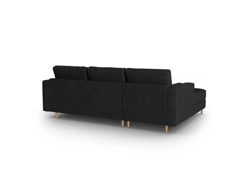 Narożnik z funkcją spania Gobi Black Leather Imitation lewostronny