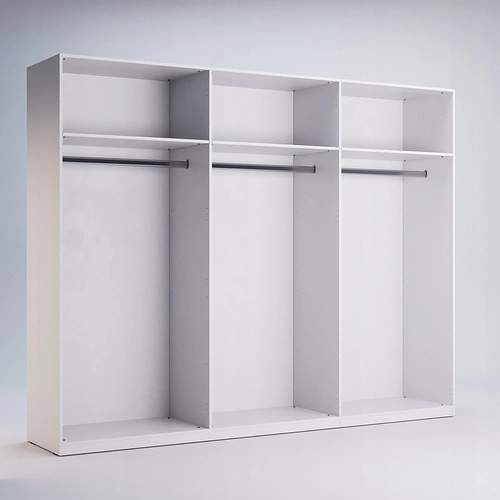 Szafa Flory 6-drzwiowa biała połysk nowoczesna z półkami i drążkiem do sypialni