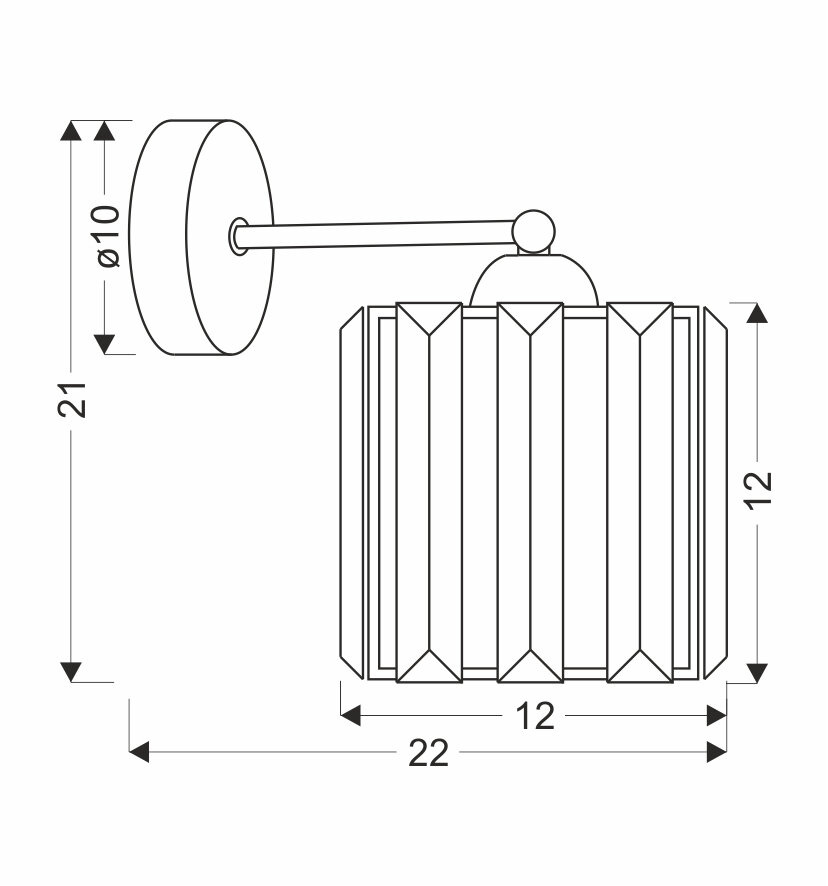 Kinkiet Glassia lampa czarny 1x40 E27 klosz czarny+kryształy bezbarwne