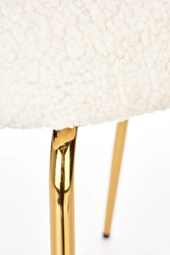 Krzesło do jadalni tapicerowane Leonore boucle kremowe ze złotymi nogami Intesi eleganckie