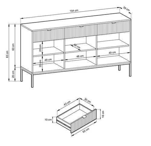Zestaw mebli do sypialni szary/czarny Delicious ryflowane fronty