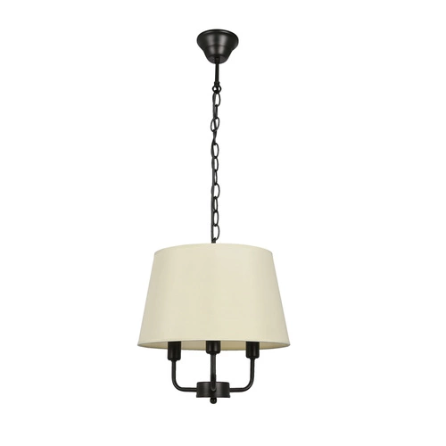 Lampa wisząca Pasteri czarna z beżowym abażurem 3-punktowa do salonu i sypialni