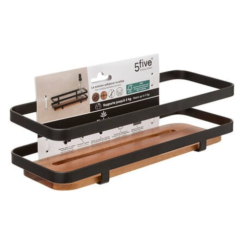 Półka łazienkowa Blackacia czarna z drewna akacjowego ścienna bez wiercenia 5five simply smart