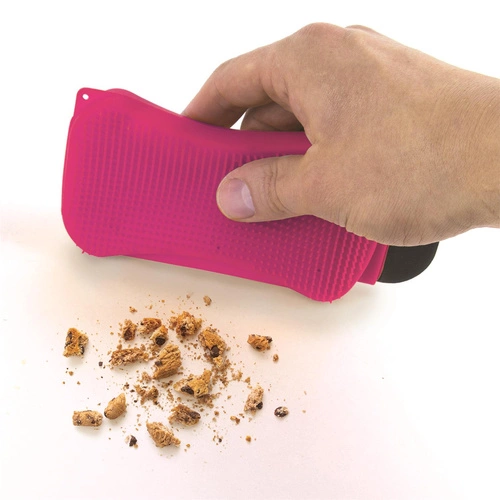 Skrobak z gąbką silikonowy niebieski