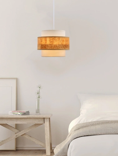 Lampa wisząca Cork nowoczesna biała z abażurem regulowana do salonu i jadalni