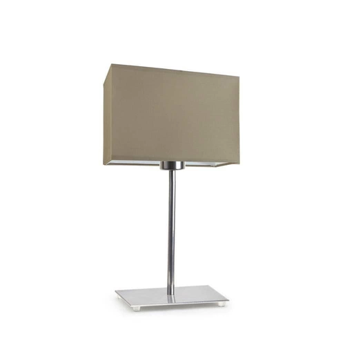 Lampka nocna do sypialni AMALFI nowoczesna beżowa z abażurem i chromowaną podstawą LYSNE