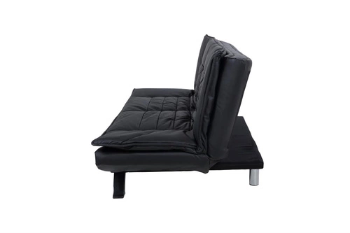 Sofa rozkładana z funkcją spania Faith 3 osobowa czarna eko skóra nowoczesna do salonu