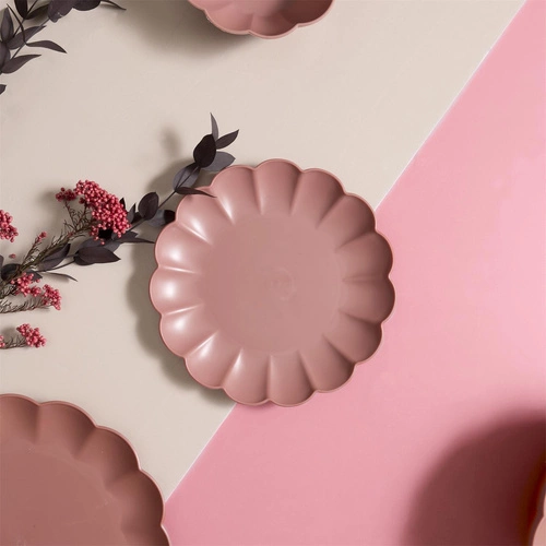 Talerz deserowy różowy Iris 20,5 cm okrągły nietłukący do zmywarki Intesi