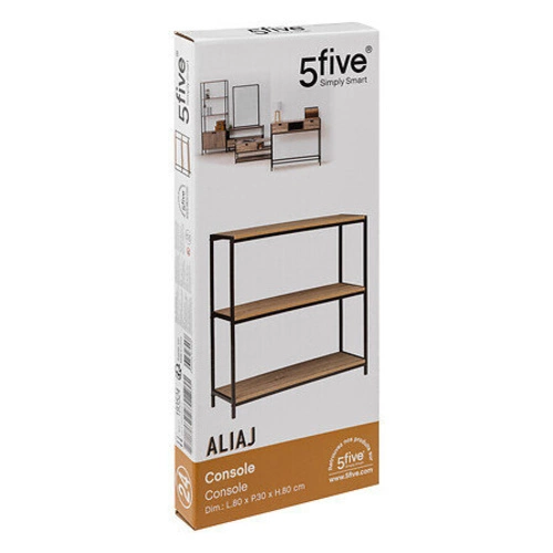 Konsola loftowa Aliaj 3-poziomowa z półkami do przedpokoju i salonu czarna naturalna 80 cm