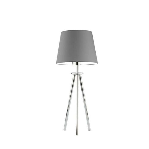 Lampka nocna do sypialni BERGEN szara z abażurem nowoczesna metalowa LYSNE chrom 50 cm
