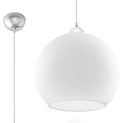 Lampa wisząca kula BALL biała szklana nowoczesna do salonu, kuchni lub nad wyspę