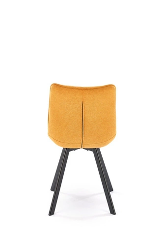 Krzesło tapicerowane Giselda musztardowe do jadalni i salonu nowoczesne z czarnymi nogami Intesi