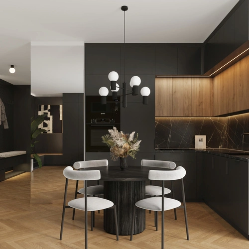 Żyrandol nowoczesny HALO 6 czarny lampa sufitowa do salonu i jadalni aluminium