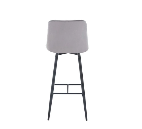 Hoker Poly High szary welurowy z oparciem nowoczesny do kuchni na czarnych nogach 77 cm Intesi